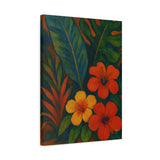 Gauguin Inspired Tropical Still Life with Hibiscus and Foliage