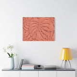 Coral Monstera Canvas Print – Botanical Wall Art