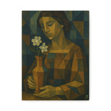 Cubist Woman with Flower Vase Abstract Art Print