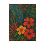 Gauguin Inspired Tropical Still Life with Hibiscus and Foliage