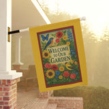Garden Welcome Banner, Floral Garden Decor, Home Sweet Home Sign, Outdoor Flag for Garden Lovers, Welcome To Our Garden
