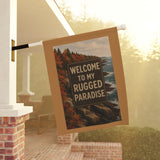 Welcome to My Rugged Paradise, Maine Coast Autumn Garden Banner