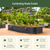 Gardening bed with plants and text 'Gardening Made Easier' on a green background