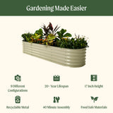 Gardening planter with text highlighting features on a white background