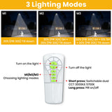 1800W Solar Lights Outdoor Waterproof, 3000K 5700K LED Screen Solar Motion Light with Rain Sensor, 3000LM Solar Street Light Dusk to Dawn