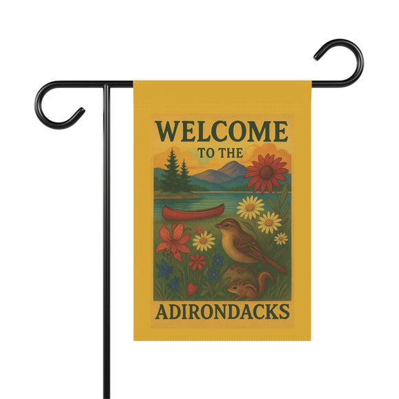 Adirondack Garden Welcome Banner – “Lake & Wildflower Whimsy”, Welcome Flag, Outdoor Decor, Seasonal Flag, Home and Garden Sign, Nature Inspired Decoration