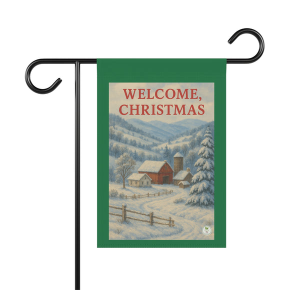 Welcome Christmas Snowy Appalacian Home Place Garden Banner