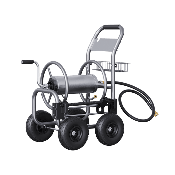 Garden Hose Reel Cart-4 Wheels-Heavy Duty on a black background