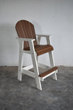 2' Standard Adirondack Chair - In Dining, Counter & Bar Heights with white frame and brown seats on a gray floor.