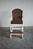 2' Standard Adirondack Chair - In Dining, Counter & Bar Heights with white frame on a gray floor against a white wall