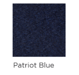 Navy blue fabric swatch labeled 'Patriot Blue' on a white background