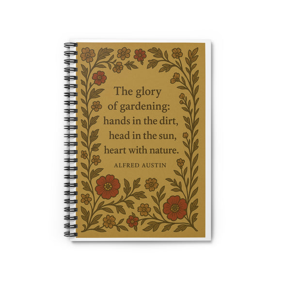The Glory of Gardening Journal – Cottagecore Floral Spiral Notebook with Alfred Austin Quote