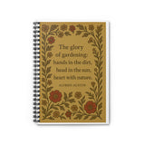 The Glory of Gardening Journal – Cottagecore Floral Spiral Notebook with Alfred Austin Quote