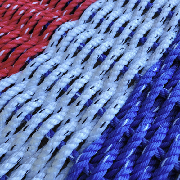 RED WHITE and BLUE stripe Lobster Rope Mat - FREE SHIPPING