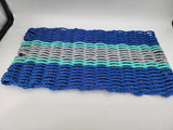 Lobster Rope Door Mat, Blue and Light Gray, Teal accents - FREE SHIPPING