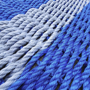 Rope Mat made with Lobster Rope, Blue and Light Gray - FREE SHIPPING
