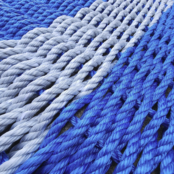 Rope Mat made with Lobster Rope, Blue and Light Gray - FREE SHIPPING