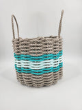 Authentic Maine Lobster Rope Storage Basket Tan and Seafoam - FREE SHIPPING