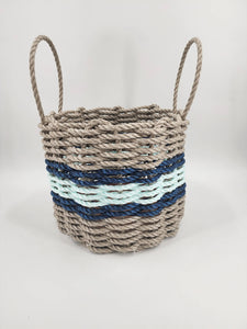 Authentic Maine Lobster Rope Storage Basket Tan and Seafoam - FREE SHIPPING