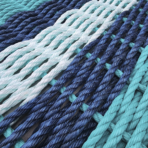 Close-up of blue and green braided rope