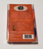 Back of a Perfect Pickler packaging with text and branding on an orange background.