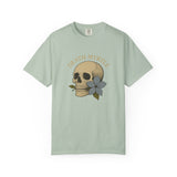 Death Myrtle Unisex Garment-Dyed T-shirt - Vintage Skull & Floral Design, IYKYK Statement Tee