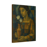 Cubist Woman with Flower Vase Abstract Art Print