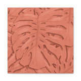 Coral Monstera Canvas Print – Botanical Wall Art