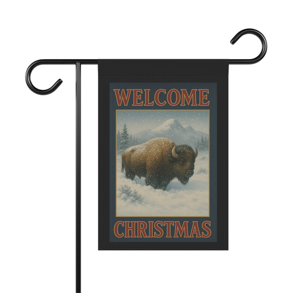 Welcome Christmas, Bison Wildlife Garden Banner
