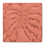 Coral Monstera Canvas Print – Botanical Wall Art
