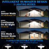 250W Solar Lights Outdoor Waterproof Flood Security Motion Sensor - 496 LEDs 3000 Lumens 360° Illumination- 2Pack