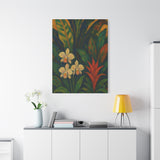 Gauguin Inspired Tropical Still Life with Orchids and Bromeliads