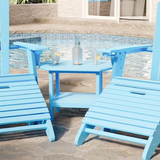 Blue 25" St. Simons Oval Side Table set by a poolside