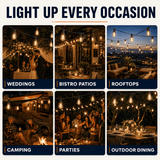27F Solar Powered String Lights Waterproof LED Hanging Edison Bulb Lights with 12 Bulbs