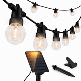 27 Ft Solar LED Outdoor String Lights – 1W Retro Edison Globe Bulbs Waterproof - 27 Ft Bistro Lights