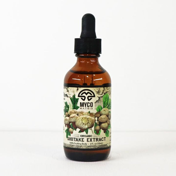 Bottle of Myco Matrix Shiitake Extract on a white background