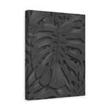 Charcoal Monstera Canvas Print – Botanical Wall Art