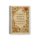 Vintage-Style Garden Dreams Journal – Cottagecore Floral Spiral Notebook with Audrey Hepburn Quote
