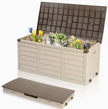 75 Gallon Heavy-Duty Outdoor Deck Box – Waterproof Patio Storage Box with Hinged Lid, Lockable & Easy Assembly