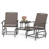 2-Seater Outdoor Glider Bench with Center Table