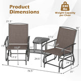 2-Seater Outdoor Glider Bench with Center Table