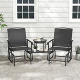 2-Seater Outdoor Glider Bench with Center Table