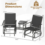 2-Seater Outdoor Glider Bench with Center Table