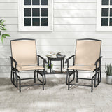 2-Seater Outdoor Glider Bench with Center Table