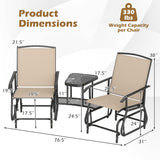 2-Seater Outdoor Glider Bench with Center Table