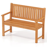 2-Seater Wooden Outdoor Bench with Backrest and Armrests