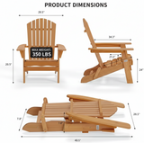 Folding Adirondack Chair – Outdoor Patio Yard Deck Beach Lawn