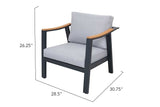 Nova 4-Piece Aluminum & Teak Sofa Set with Stationary Chairs