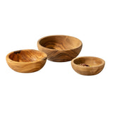 Natural Olive Wood Nesting Bowls - Set of 3