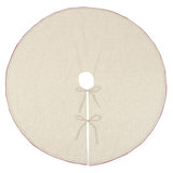 Fennco Styles Red Piping Design Decorative Christmas Tree Skirt 56 Inch Round - Linen Blend Holiday Tree Skirt for Home, Christmas Tree, Indoor Outdoor Decoration